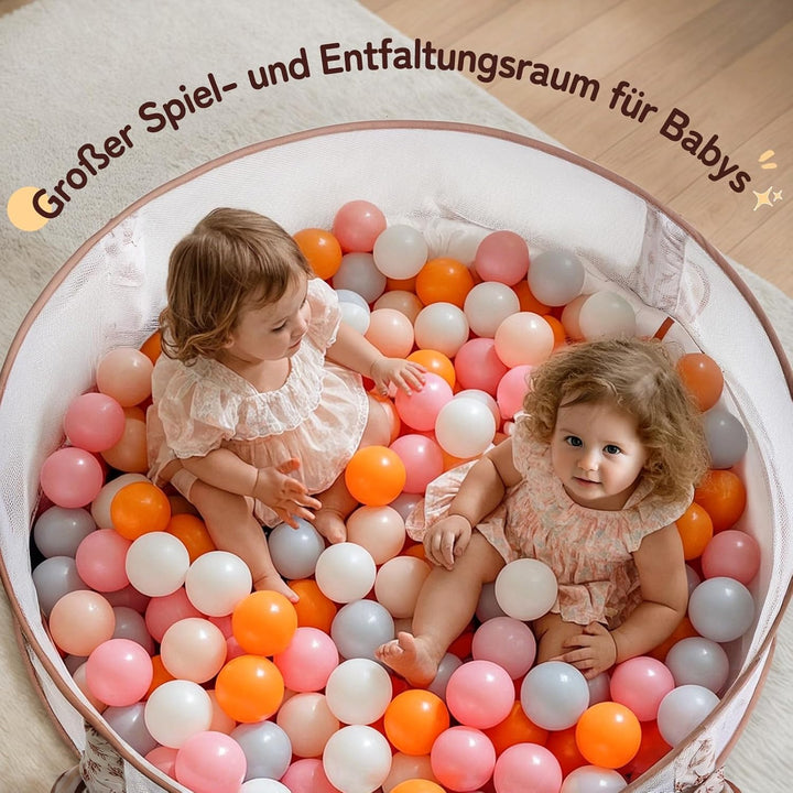 Mallify 6-in-1 XL Baby-Spielbogen mit Spielmatte &amp; Bällebad, Kombiniertes Baby-Spielcenter mit Meile