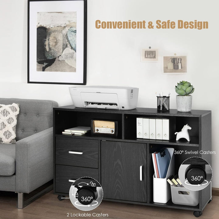 GIANTEX Aktenschrank auf Rollen, Rollcontainer mit Schubladen, mobiler Druckerständer für Home-Offic