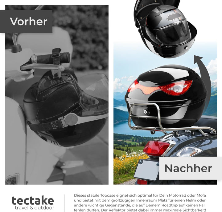 tectake® 401630 Motorradkoffer Topcase Roller - 22 Liter Volumen