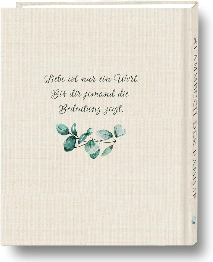 Stammbuch der Familie personalisiert Eukalipto grau o. beige A5 ca. 18 x 23 cm Familienstammbuch Euk