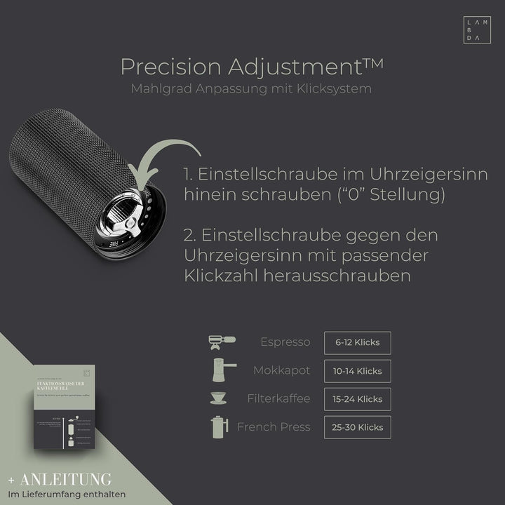 LAMBDA COFFEE® TERRA SIGMA I Espressomühle mit 108 einstellbaren Mahlgraden mit 0,055mm Einstellpräz