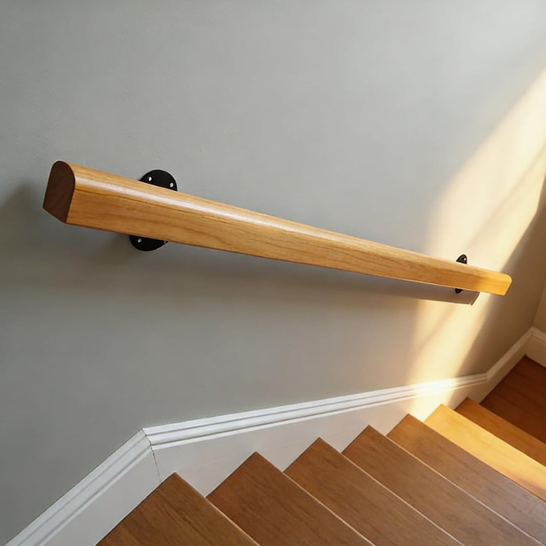 Handläufe für Treppen 30-600cm Holzhandlauf mit Halterungen, Rutschfeste Treppengeländer Stützstange