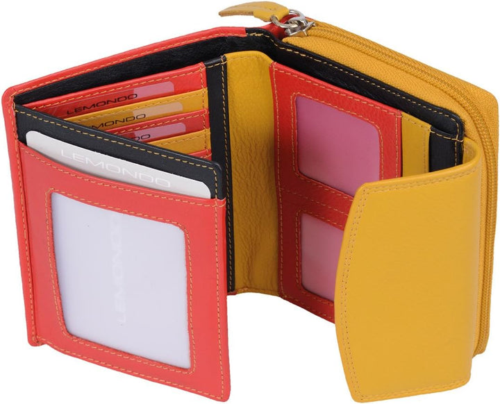 Damenbörse LEMONDO in Echt-Leder, 13x10cm Gelb, Gelb
