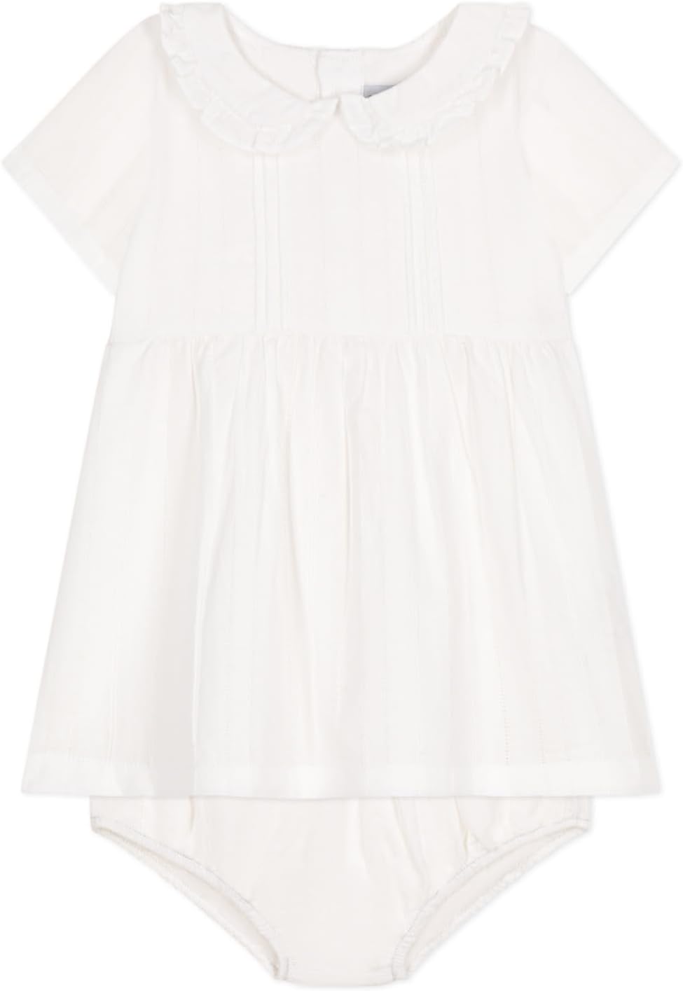 Petit Bateau Baby - Mädchen A0cll Kurzarmkleid und Bloomer (1er Pack) 18 Monate Weiss, 18 Monate Wei