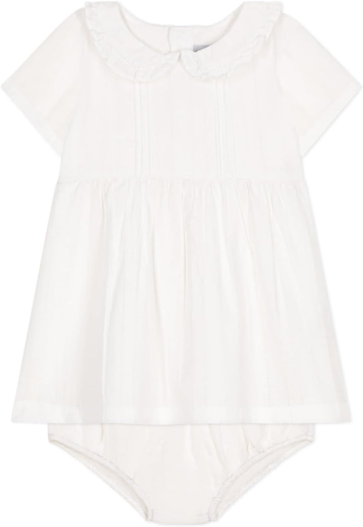 Petit Bateau Baby - Mädchen A0cll Kurzarmkleid und Bloomer (1er Pack) 18 Monate Weiss, 18 Monate Wei