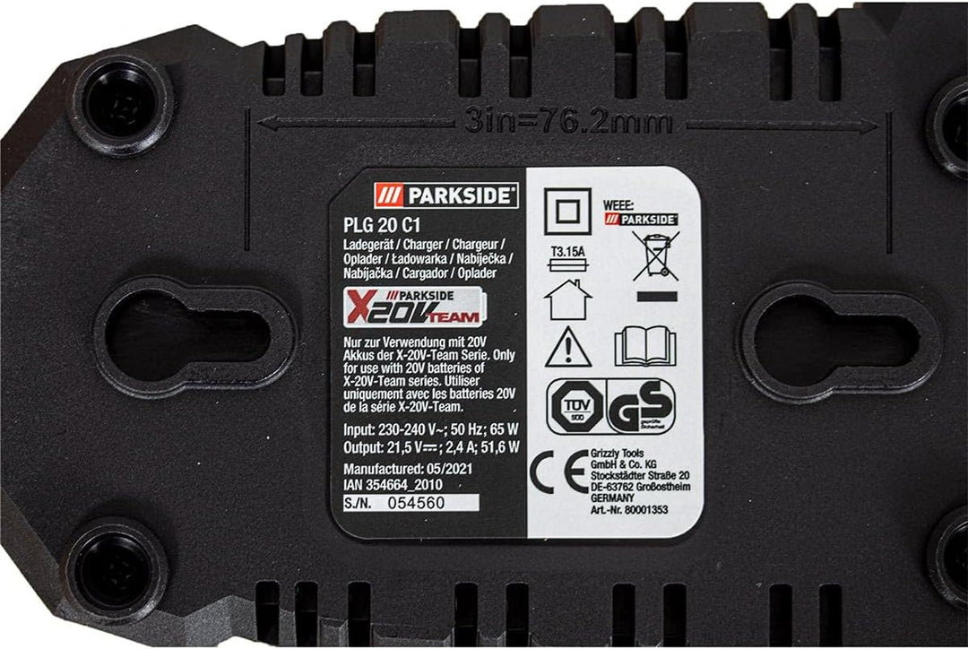 Parkside Ladegerät PLG 20 A1 -EU Parkside Garten-Akku-Kombigerät PGKGA 40-Li B2 LIDL IAN351744 Zubeh