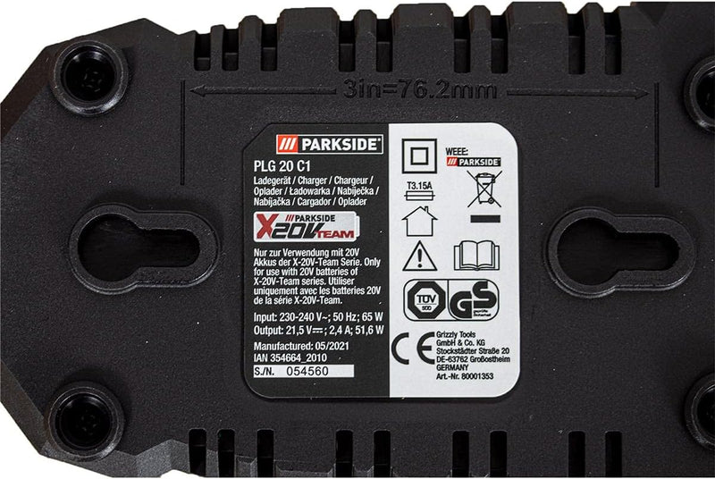 Parkside Ladegerät PLG 20 A1 -EU Parkside Garten-Akku-Kombigerät PGKGA 40-Li B2 LIDL IAN351744 Zubeh