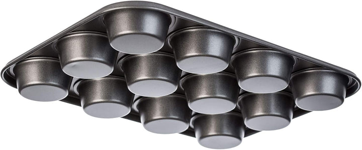 KADAX Muffinform 35 x 26.5 X 3 cm, Backform für 12 Muffins, aus Stahl, grosse Wölbungen, optimale Hi