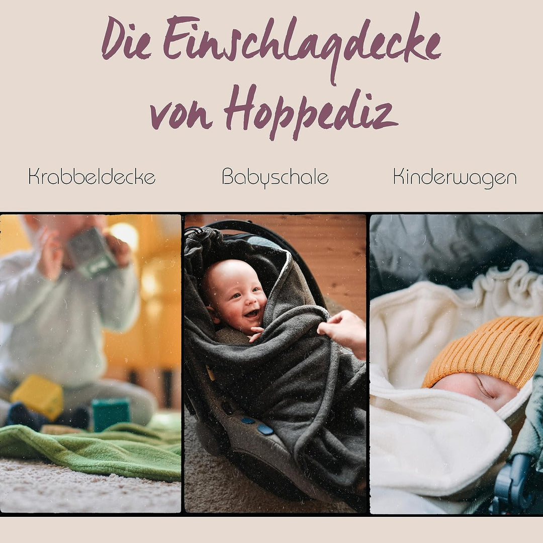 HOPPEDIZ Fleece-Decke für 3 &amp; 5 Punkt-Gurtsysteme Einschlag-/Auto-/Krabbeldecke grau/türkis mit Ster