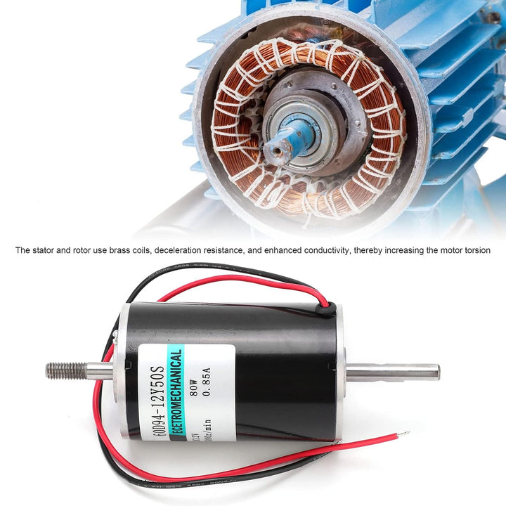 12V 80W DC Motor 4250RPM Hochgeschwindigkeits-Permanentmagnetmotor, CW/CCW und Dual Head (D-Welle &