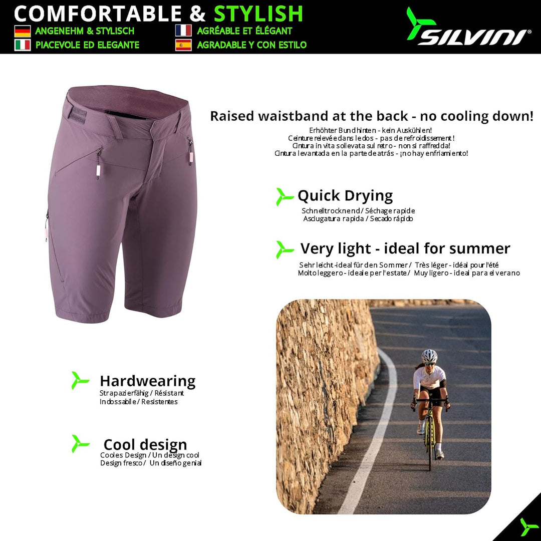 SILVINI Alma Fahrradhose Damen Radshorts XS Plum-lilac, XS Plum-lilac