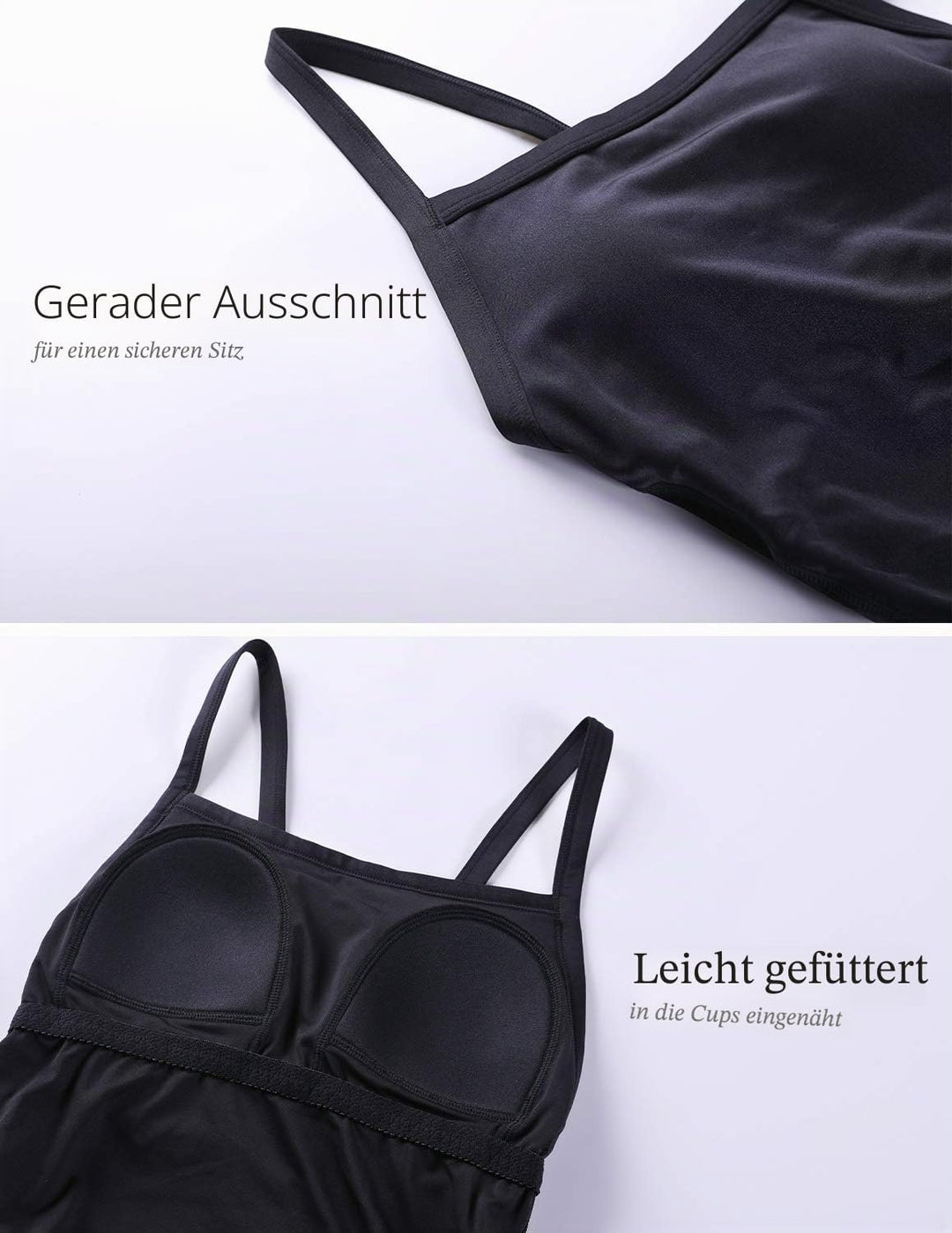 SYROKAN Damen Sport Badeanzug One Piece Trainings Profi Einteiler Bademode mit Cups 36 Schwarz, 36 S