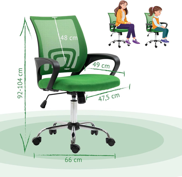 SVITA Cydney Kinder Schreibtischstuhl Bürostuhl Netzbezug Drehstuhl Stuhl Schreibtisch (Dunkelgrün),