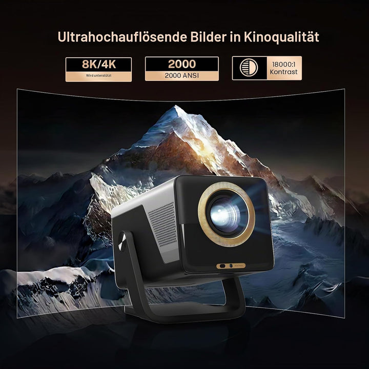 2026 Neuer 2000ANSI Beamer Smart Projektor Full HD Native 1080P Android14 Built-in Apps Autofokus/Ke