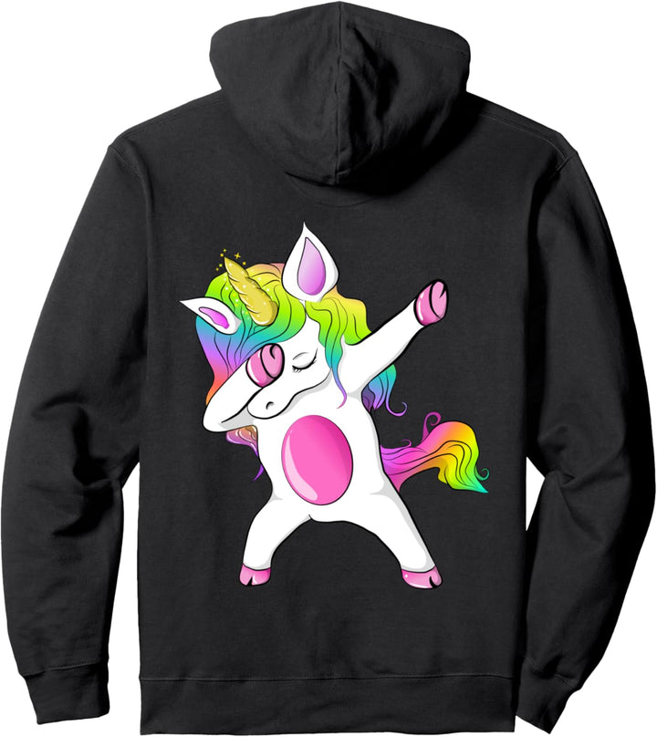 Magisches Regenbogen Farben Dabbing Unicorn Mädchen Einhorn Pullover Hoodie