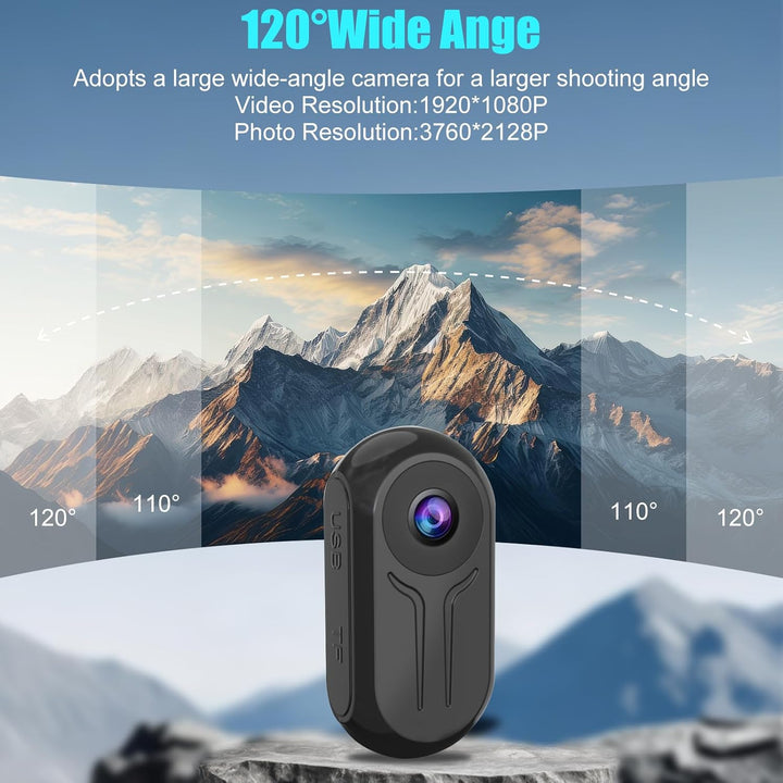 OBEST 360 Action Kamera und 128GB Karte, Mini Action Cam Bodycam Körperkamera mit Display, Magnet Mo