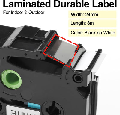 4 x Kompatibel TZ-251 24mm Schriftbänder als Ersatz für Brother TZe 24mm P touch Bänder TZe-251 TZe2