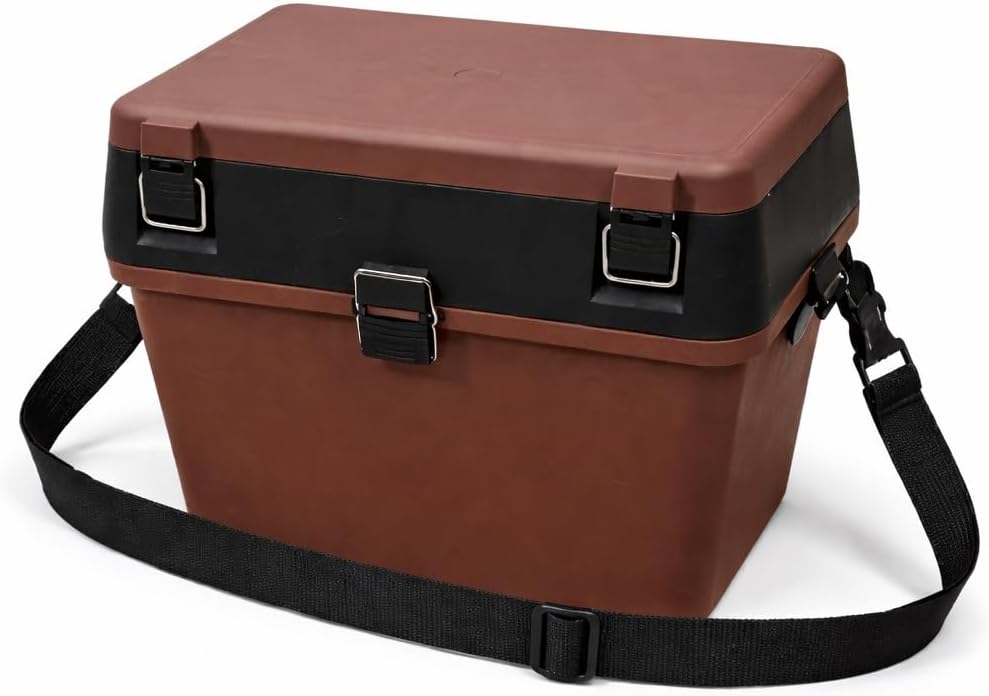 Angelkoffer mit Sitzfunktion mit Seitenbox und Tragegurt, Angelbox mit Organizer-Fächern Angelkoffer
