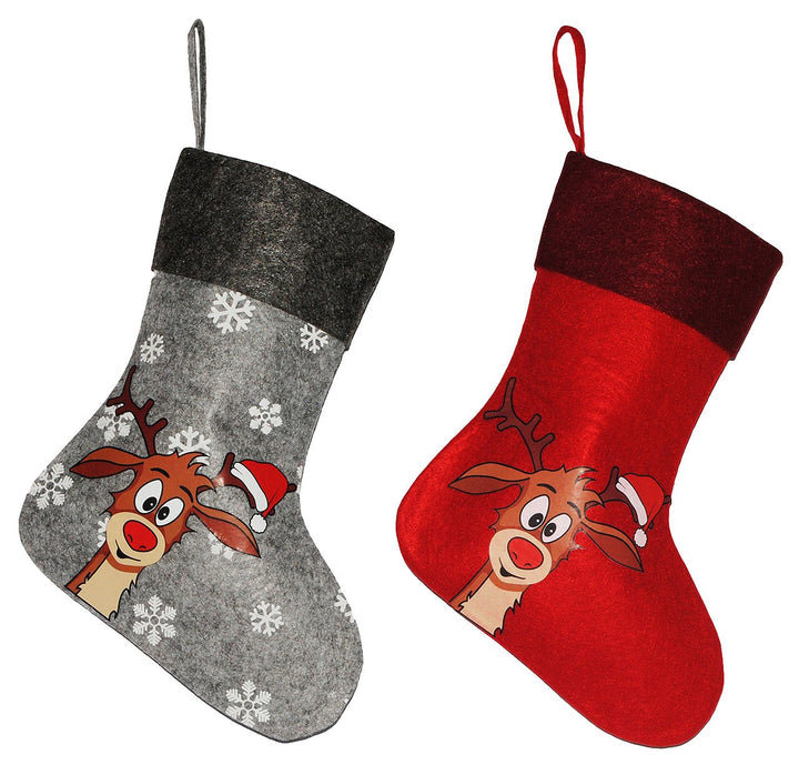6 TLG. Set: Weihnachtssocke - Didi das kleine Rentier/Weihnachten - Filzstrumpf & Nikolausstrumpf -