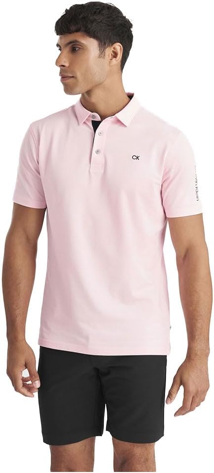 Calvin Klein Herren Golf Polo Shirt Leicht Atmungsaktiv Stretch Nachhaltig S Baby Pink, S Baby Pink