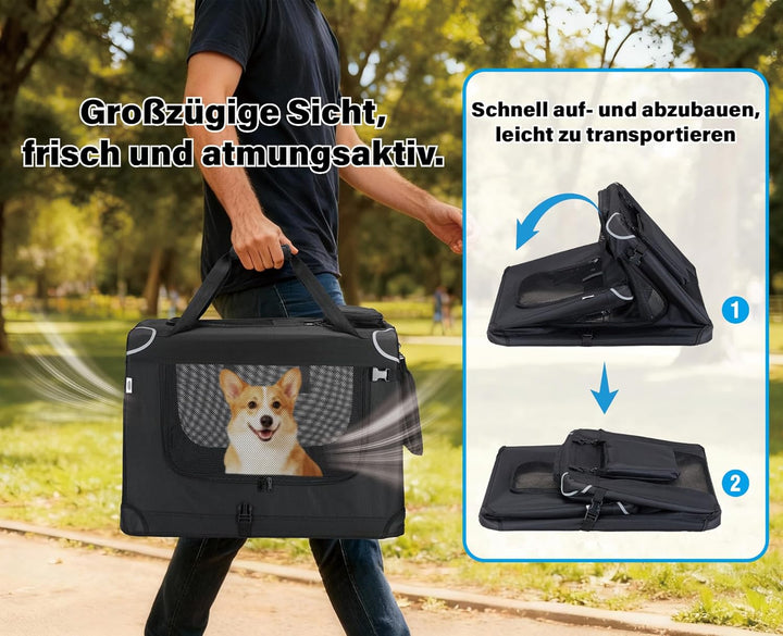 Zedelmaier Hundebox Faltbar Hundetransportbox, M 60x44x42cm, robust Transportbox für Hund &amp; Katze Gr
