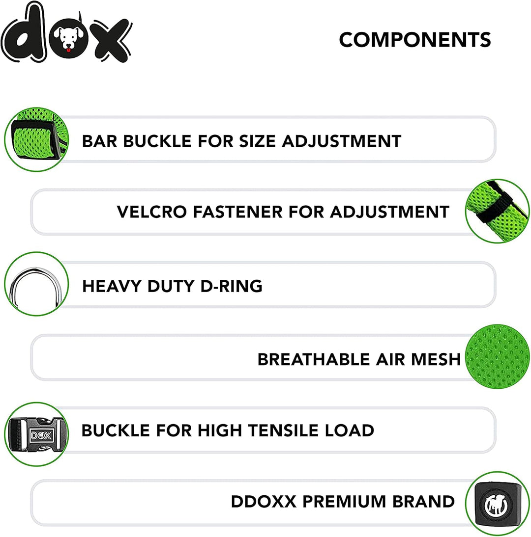 DDOXX Air Mesh Step-In Hundegeschirr - Verstellbare Brust Welpengeschirr für alle Grössen - M (Grün)