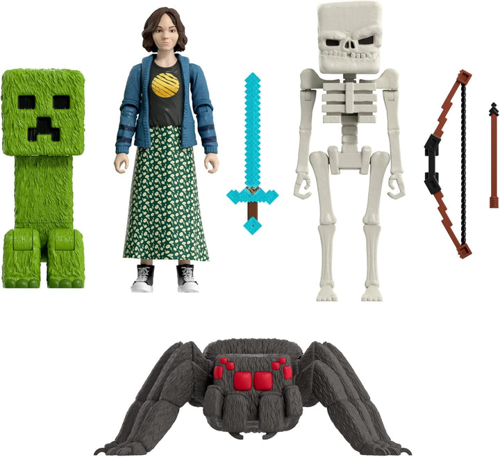 Mattel Minecraft Geschichtenset mit 4 Actionfiguren und 3 Zubehörteilen, Begegnungen in der Oberwelt