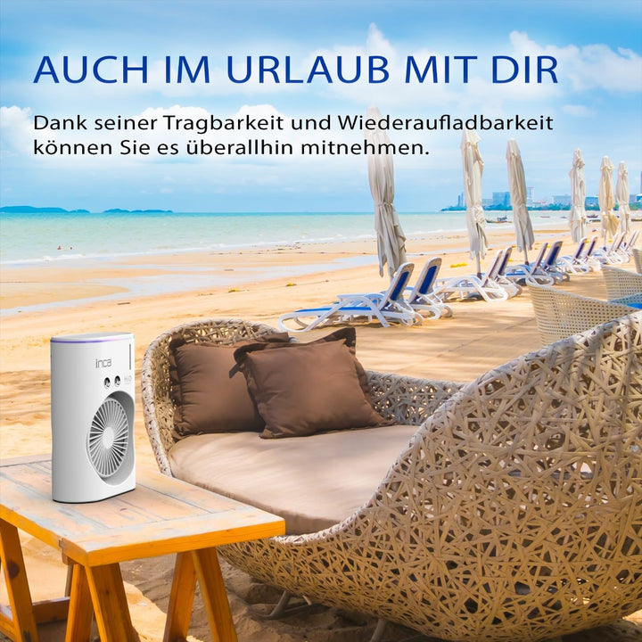 İnca Tischventilator mit Wasserkühlung & Sprühnebel IMF-10B USB Akku Ventilator tragbar & leise mit