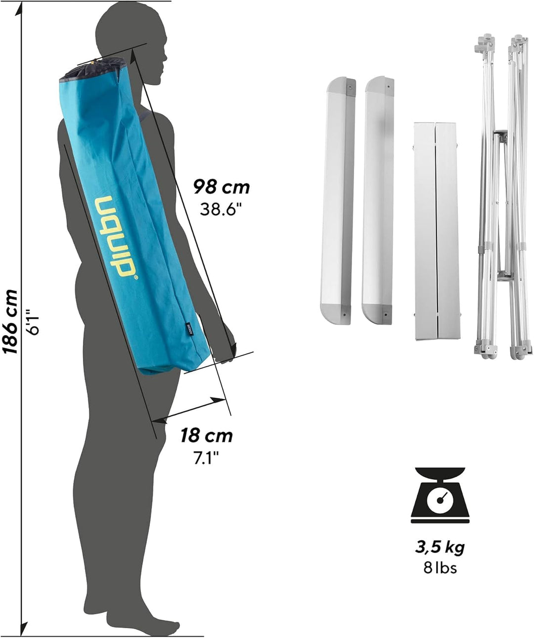 Uquip Campingtisch Mercy Camping Falttisch Rolltisch Klapptisch 4 Personen Alu