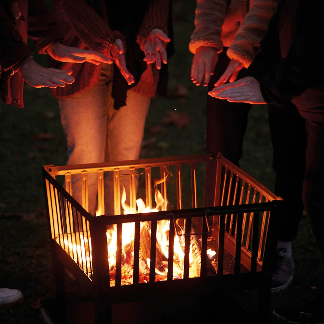 Barbecook Feuerkorb für Holzfeuer eckig lackierter Stahl lang 62-cm breit und 48.5 cm hoch, schwarz