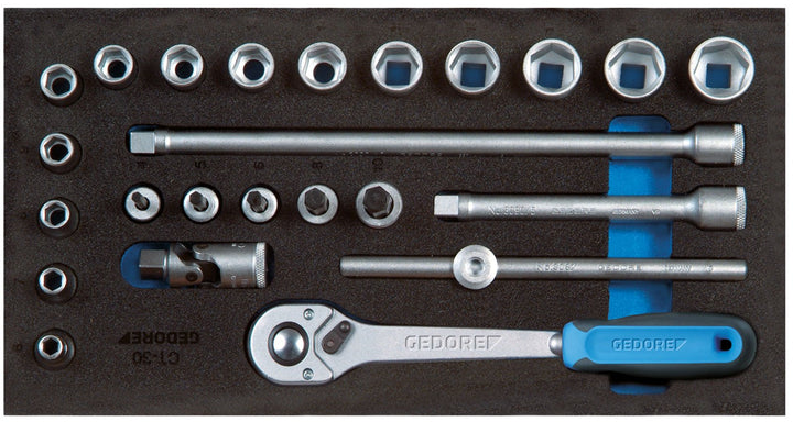 GEDORE 1500 CT1-30 Steckschlüssel-Sortiment 3/8" in Check-Tool-Modul, 1 Stück