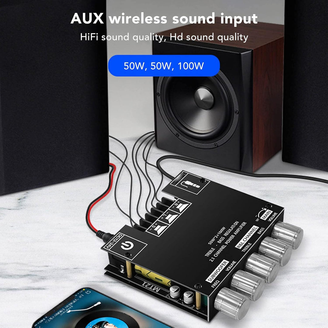 ZK-MT21 Bluetooth-Leistungsverstärkerplatine, 2.1-Kanal DC 12 V Bis 24 V HiFi-DIY-Audio-Leistungsver