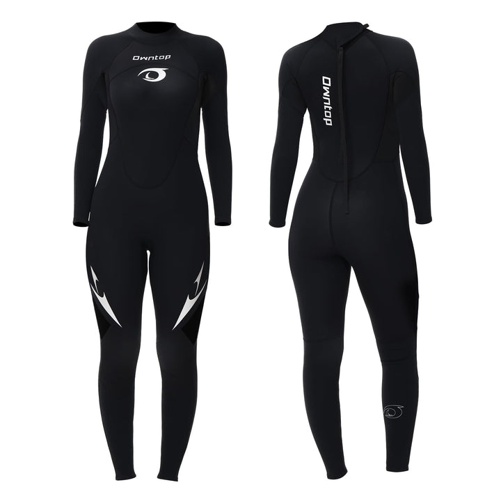 Owntop Herren Damen Ganzkörper 3/2mm Neoprenanzug, Ultra-Stretch Langarm Winter Neoprenanzug, Rücken