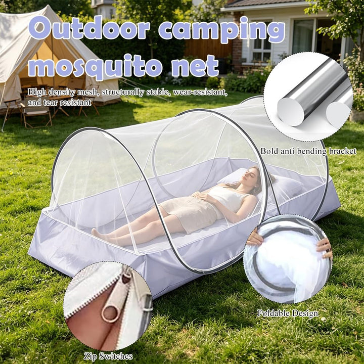 Moskitonetz Reise, Moskitonetz Bett Faltbares Moskitonetz Pop up mit Reissverschluss, Verstellbar, T