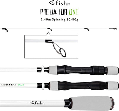 FISHN PredatorOne Angelrute Set 2,40m, 20-80g, Angelrute –Spinnrute –Steckrute – direkte Kraftübertr