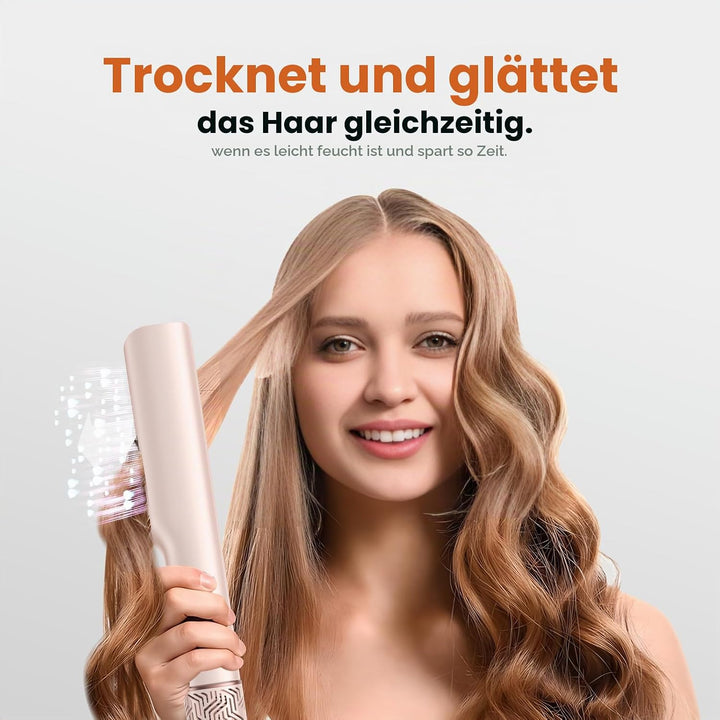 OKWRAP Air Haarglätter, Air Straight Glätteisen mit Luft, 2in1 Glatt- und Föhnstyler, Luft-Airstyler