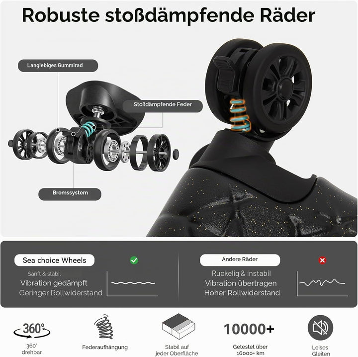 Sea choice Kofferset 3 Telig Hartschalen Erweiterbar Reisekoffer mit 4 Rollen Leicht Trolley Rollkof