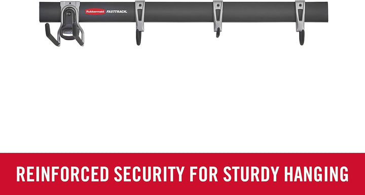 Rubbermaid FastTrack Garagenaufbewahrungshaken, 5 Stück, All-in-One Schienenhaken-Set und Werkzeug-O