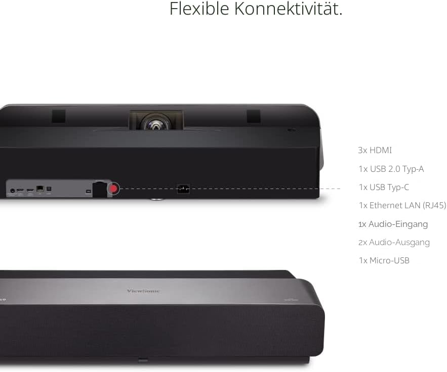 Viewsonic X1000-4K UHD Smart LED Soundbar Beamer (4K, 2.400 Lumen, Rec. 709, HDR, TR 0.25, 3x HDMI,