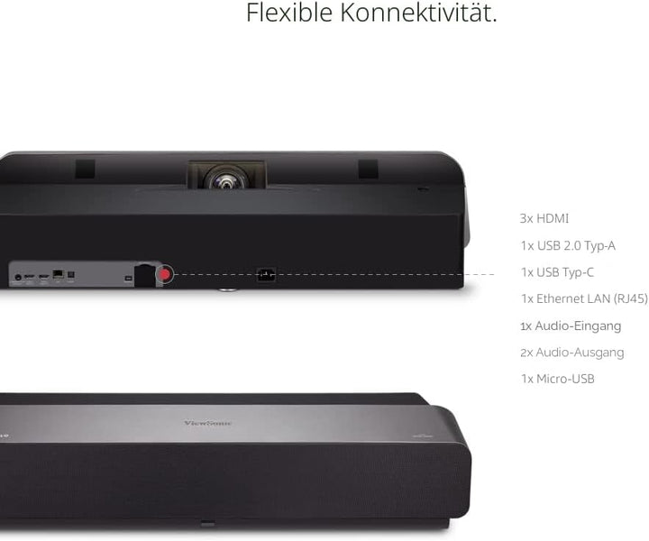 Viewsonic X1000-4K UHD Smart LED Soundbar Beamer (4K, 2.400 Lumen, Rec. 709, HDR, TR 0.25, 3x HDMI,
