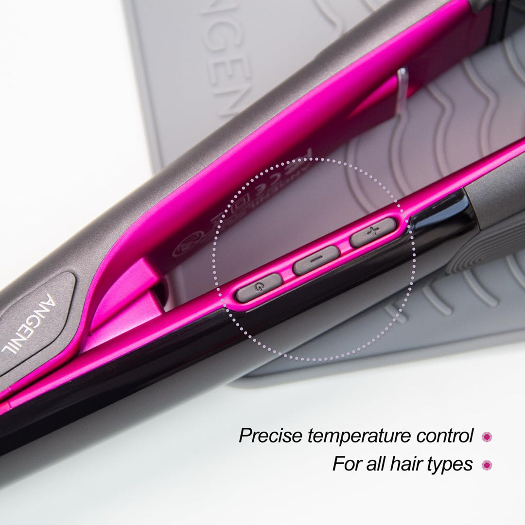 ANGENIL Professioneller Glätteisen 2.5 cm, Silikon-Verbrühschutz Locken keramik ion Haarglätter zum