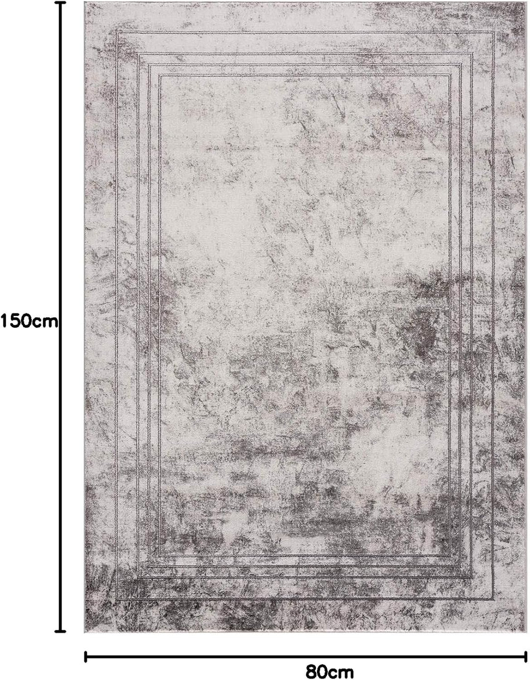 carpet city Teppich Wohnzimmer Bordüre - 80x150 cm Grau Meliert - Moderne Teppiche Kurzflor 80x150 G