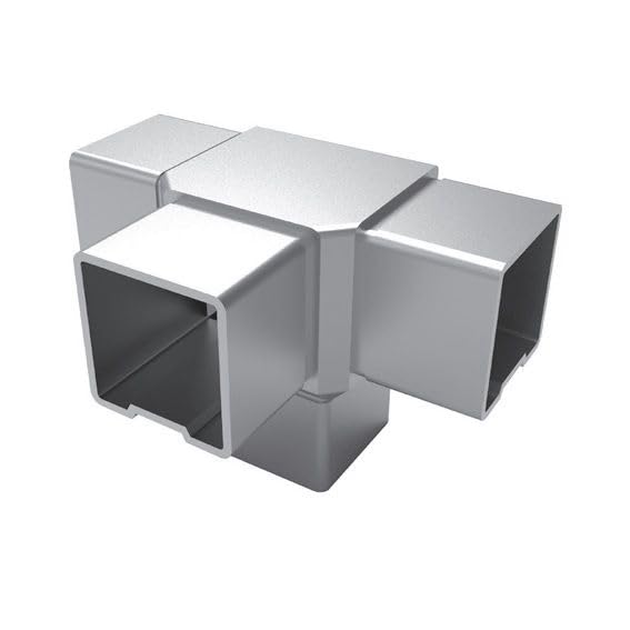Sellon24® Verbinder Eckverbinder 40x40 V4A Edelstahl 4 - Wege Steckfitting Profil eckig A14/4309-040