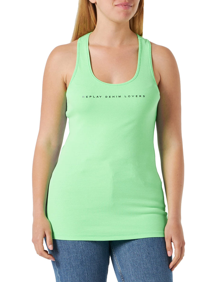 Replay Damen Tank Top Lang, M Green Fluo 311