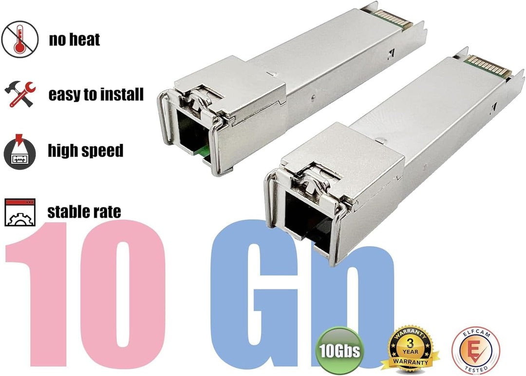 Elfcam® - 1 Paar 10 Gbps SFP+ BiDi Transceiver-Modul mit Glasfaser, 1270 nm/1330 nm, mit SC Simplex-