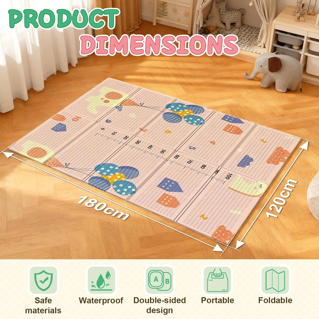 Soontrans Krabbelmatte Baby, Spielmatte Baby Faltbar, 180x120x1cm, Play Mat for Babies Doppelseitige