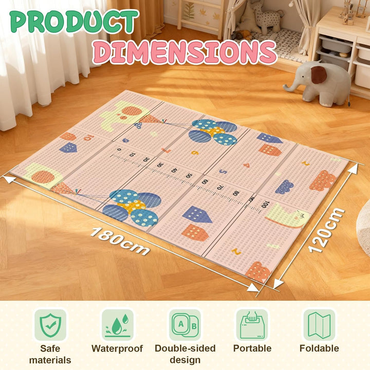 Soontrans Krabbelmatte Baby, Spielmatte Baby Faltbar, 180x120x1cm, Play Mat for Babies Doppelseitige