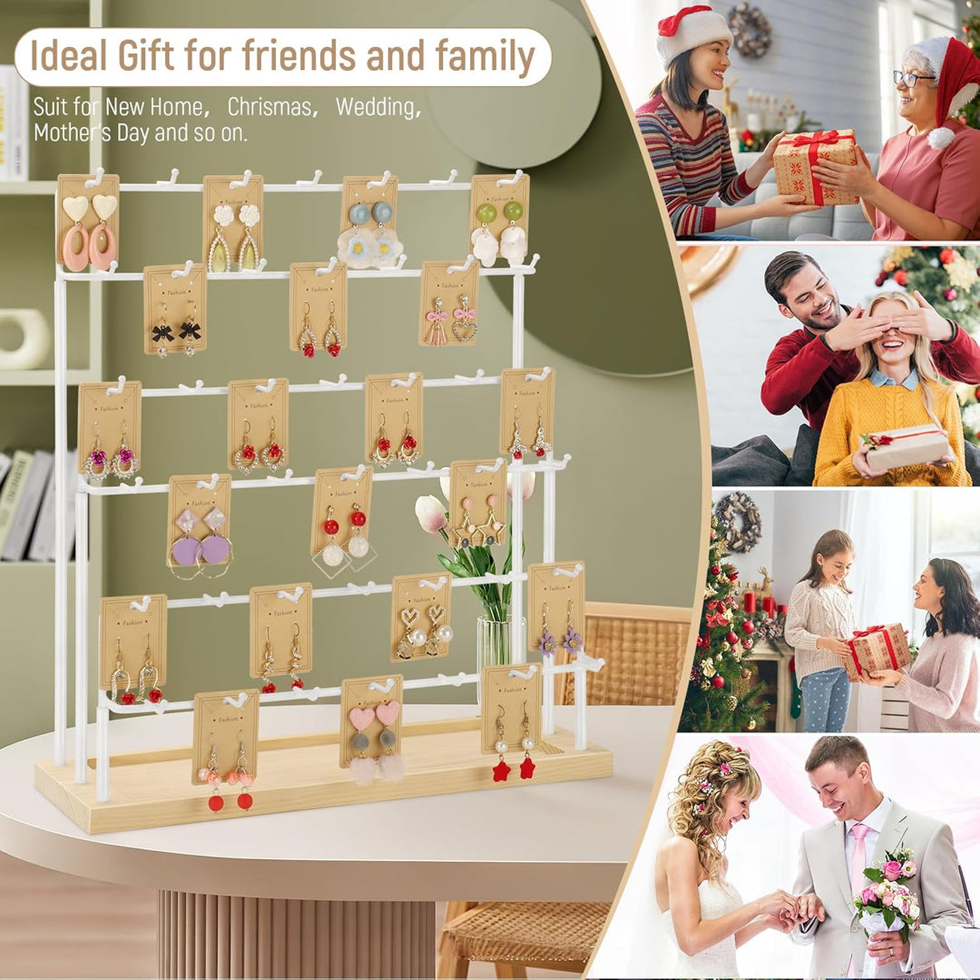 Ohrring-Display für Händler, 6 Etagen, 42 Haken, Holz, Ohrring-Präsentationsständer für Ohrringe, Ha