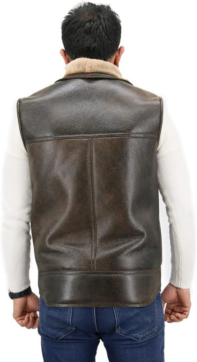Hollert Herren Lammfellweste Luca Fellweste Echtleder Merino Schaffell Jagdweste warme Outdoorweste