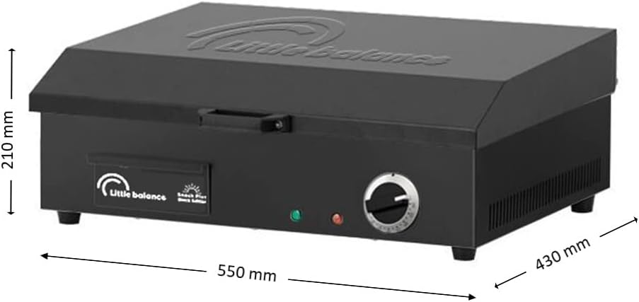 LITTLE BALANCE 8668 Snack Plus Black Edition, Elektrische Grillplatte für 6-8 Personen, Kochplatte a